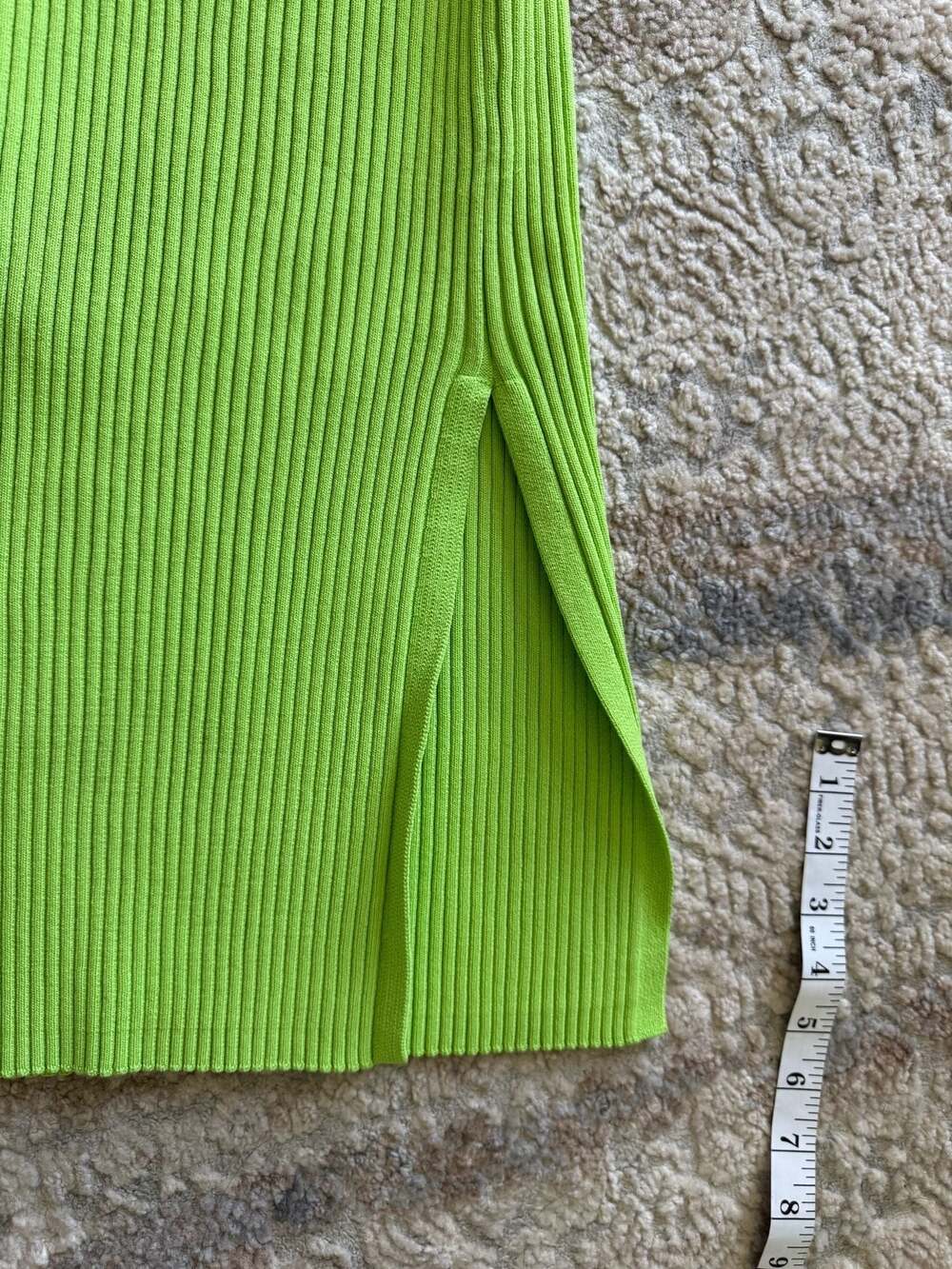 House of Harlow 1960 Ribbed Knit Eyelet Waist Midi Dress in Lime Green - Picture 3 of 8
